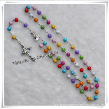 Different Colours Religious 8mm Plastic Beads Rosary (IO-cr226)